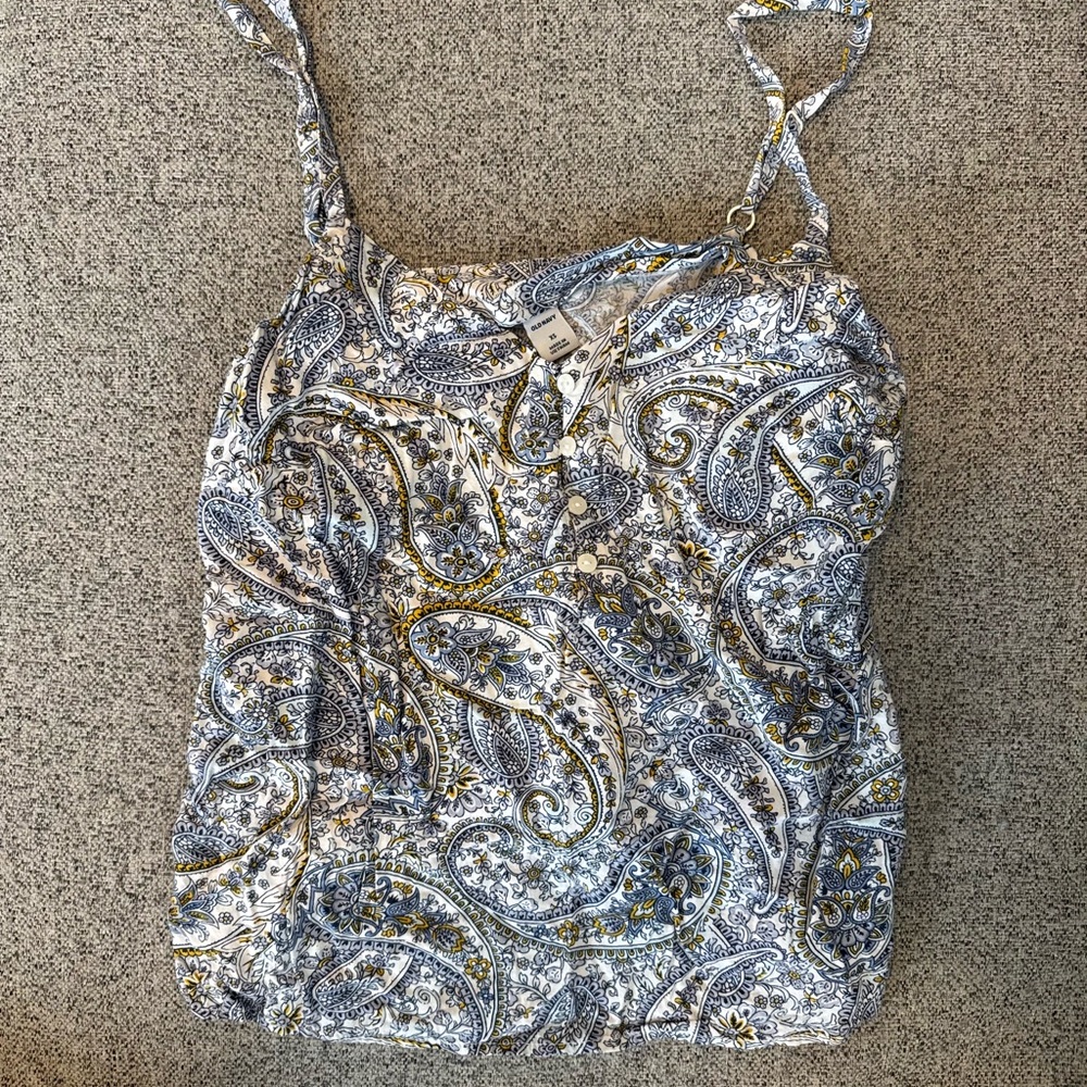 Old Navy Blue and Gold Paisley Tank Top